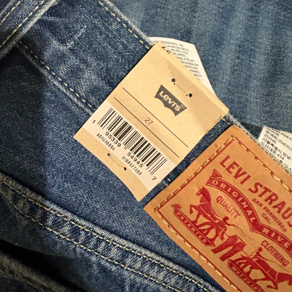NWT Levi's Low Pro Distressed Mid Rise Blue Straight Leg Jeans 27 - Picture 4 of 8